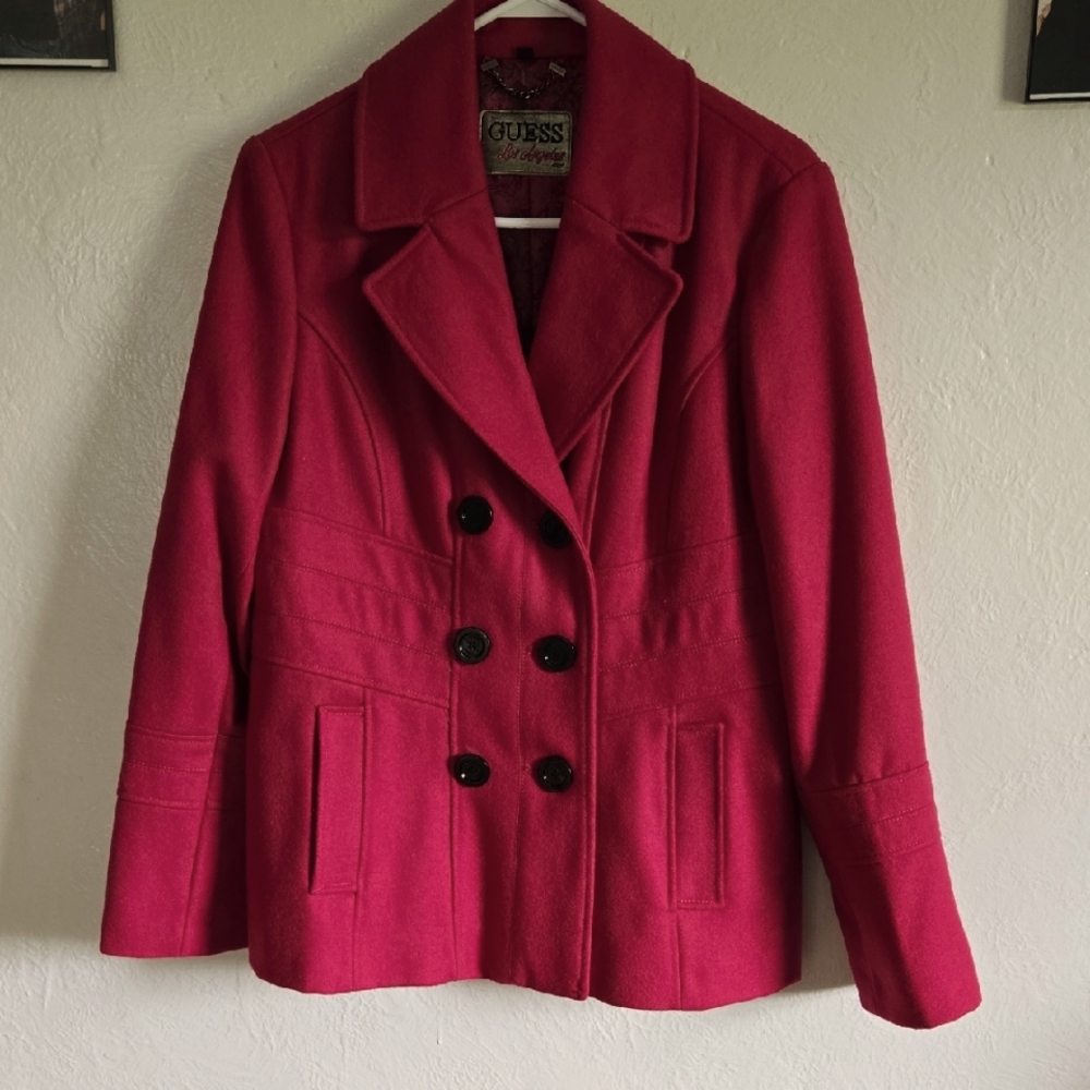 Guess Pink Pea Coat Classic Tailoring